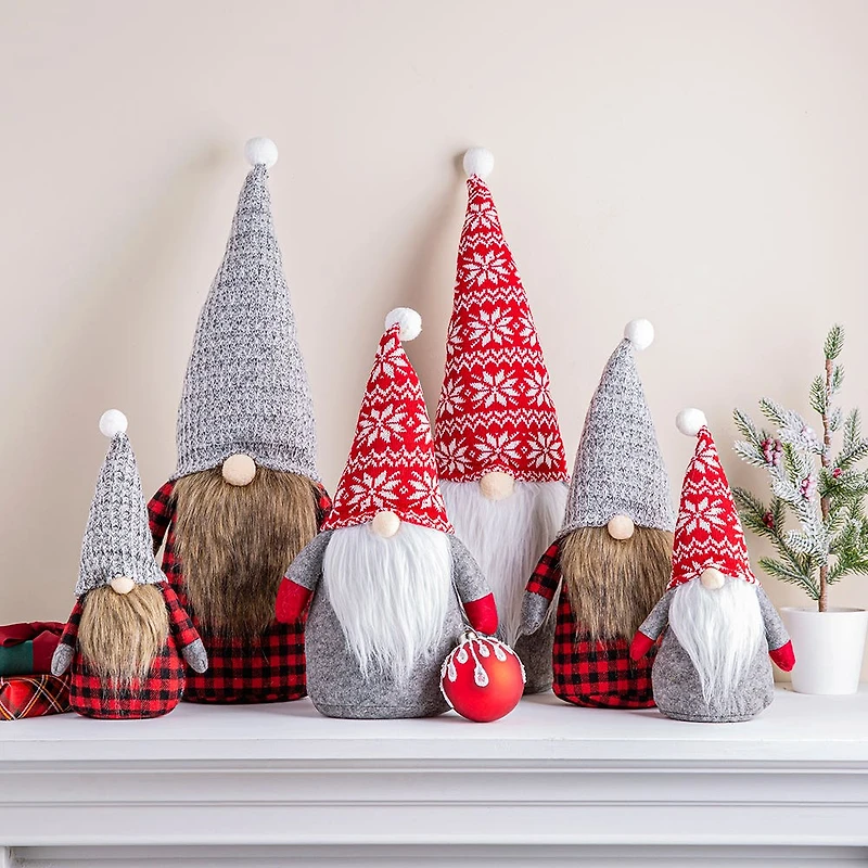 KSP Gnome 'Plaid' Fabric Figurine 16" (Red)