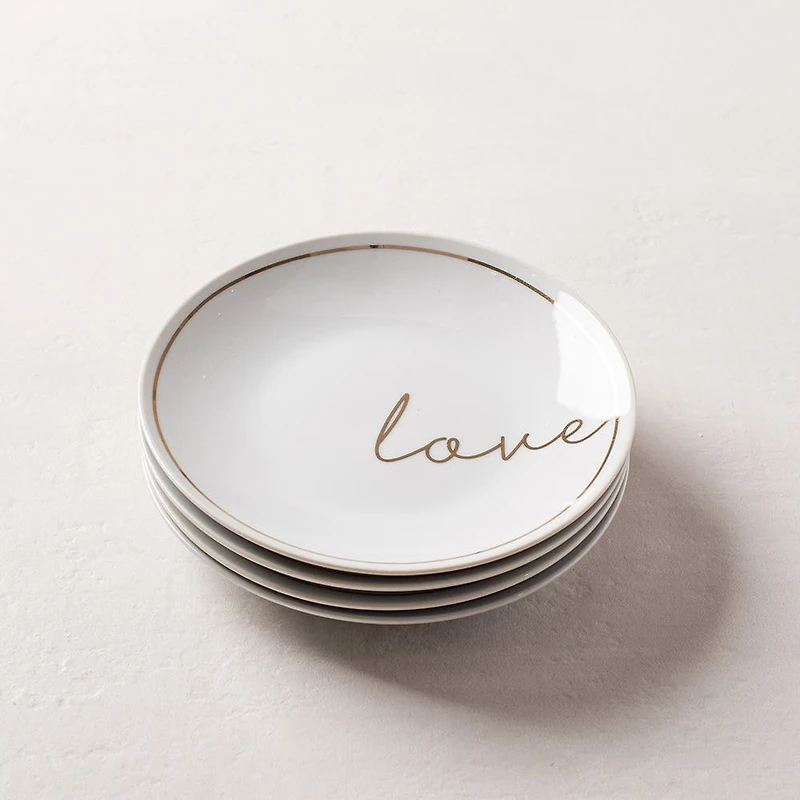 Christmas Cheer 'Peace Joy Love Merry' Porcelain Cocktail Plate - s/4