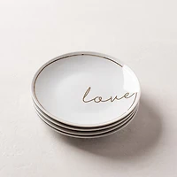 Christmas Cheer 'Peace Joy Love Merry' Porcelain Cocktail Plate - s/4