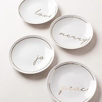 Christmas Cheer 'Peace Joy Love Merry' Porcelain Cocktail Plate - s/4