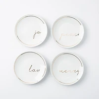 Christmas Cheer 'Peace Joy Love Merry' Porcelain Cocktail Plate - s/4