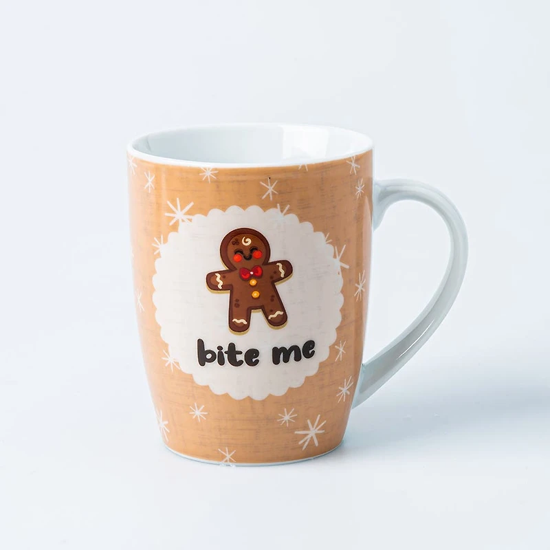 KSP Christmas Decal 'Gingerbread' Porcelain Mug - Set of 4