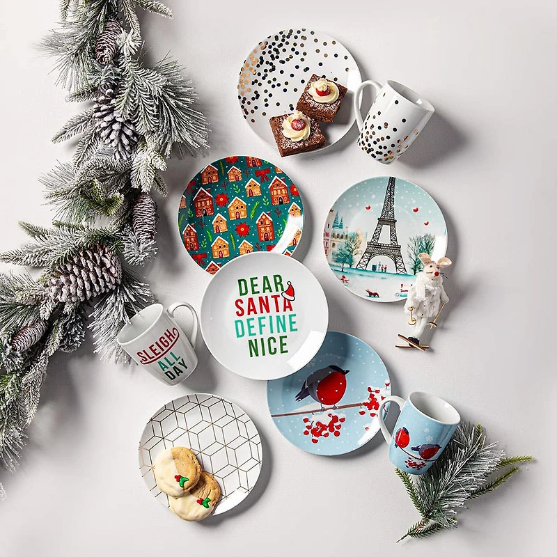 KSP Christmas Decal 'Gingerbread' Porcelain Mug - Set of 4