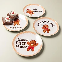 KSP Christmas Decal 'Gingerbread' Porcelain Side Plate - Set of 4