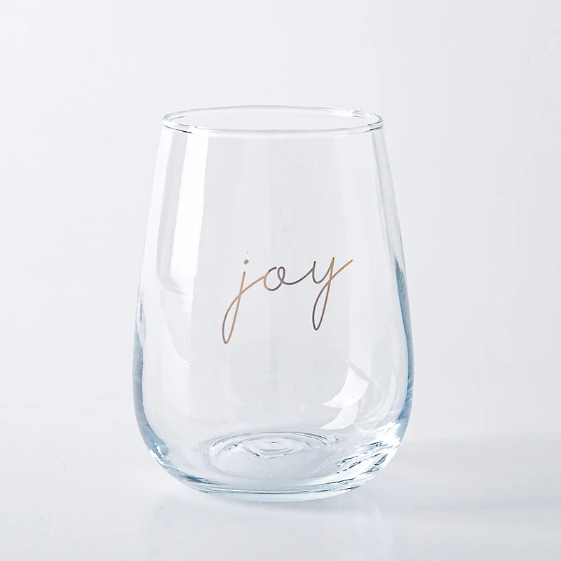 KSP Christmas Cheers 'Peace Joy Love' Stemless Wine Glass - Set of 4