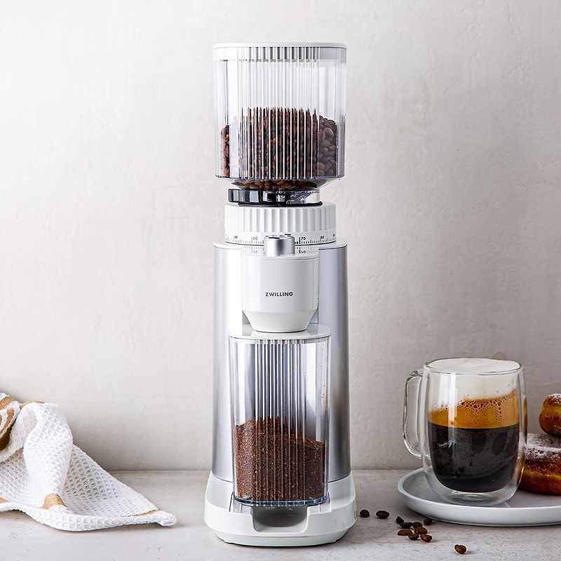 ZWILLING Enfinigy Adjustable Burr Grinder (White/Silver)