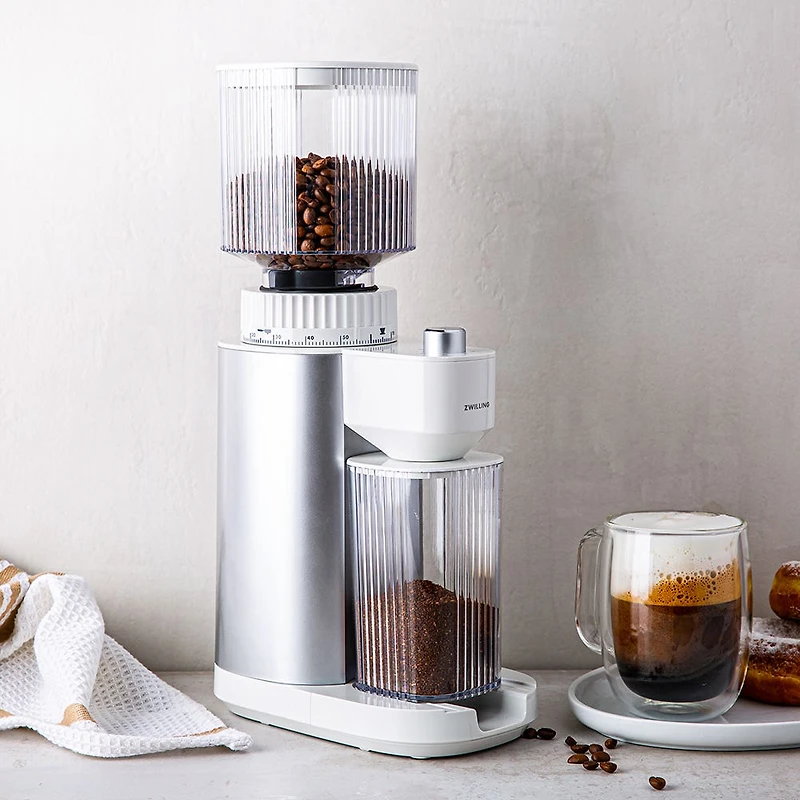 ZWILLING Enfinigy Adjustable Burr Grinder (White/Silver)