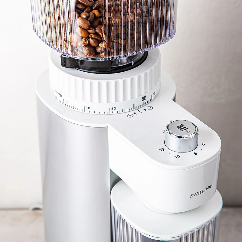 ZWILLING Enfinigy Adjustable Burr Grinder (White/Silver)