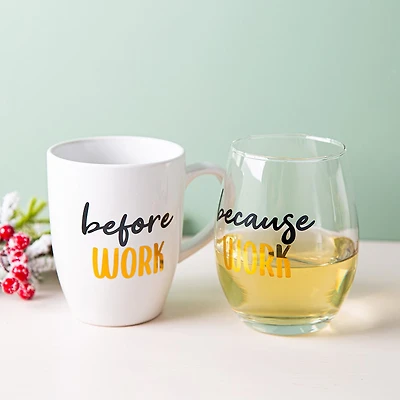 KSP Inspo 'Work' Mug and Glass Gift Set - Set of 2