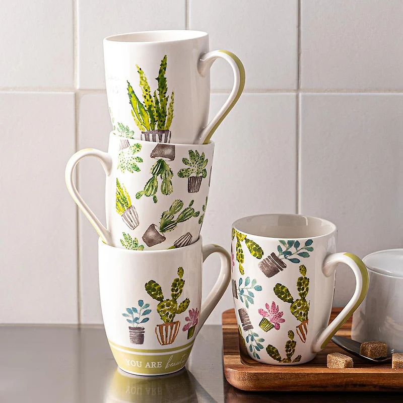 KSP Graphic 'Cactus' Mug - Set of 4