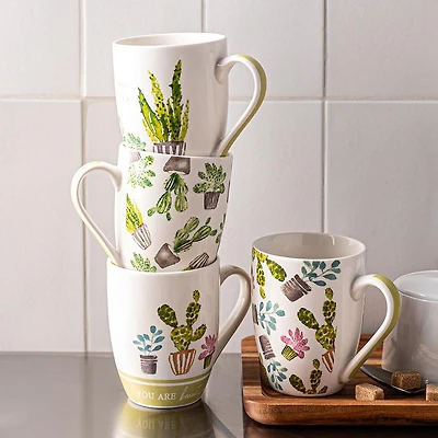 KSP Graphic 'Cactus' Mug - Set of 4