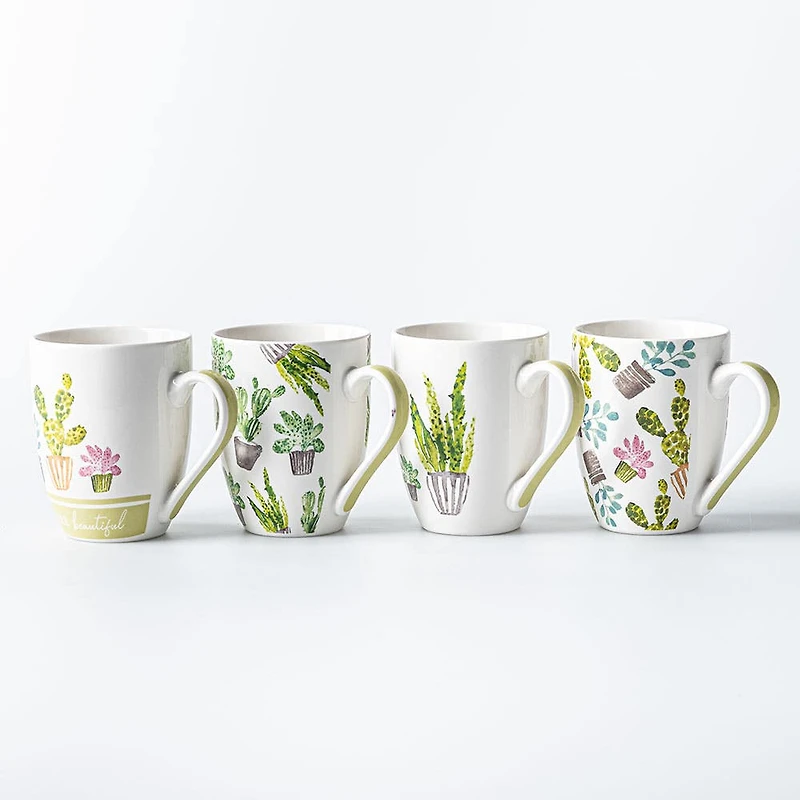 KSP Graphic 'Cactus' Mug - Set of 4
