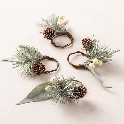 KSP Christmas Decor 'White Berries' Napkin Ring - Set/4
