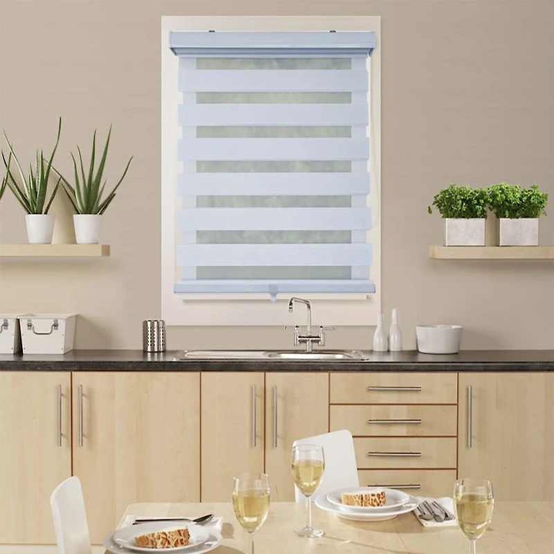 ITY Olivia Stone Cordless Polyester Day-Night Blind 52"x84" (White)