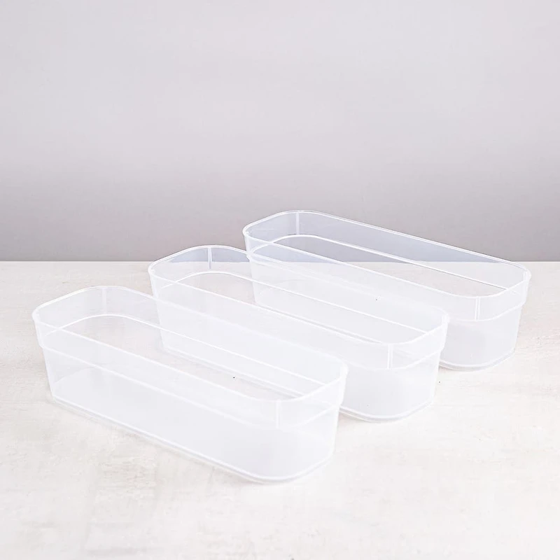Sterilite Organize 'Narrow' Plastic Storage Tray - Set of 3 (Clear)