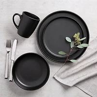 KSP Hans Stoneware Dinnerware - Set of 16 (Black)