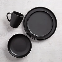 KSP Hans Stoneware Dinnerware - Set of 16 (Black)