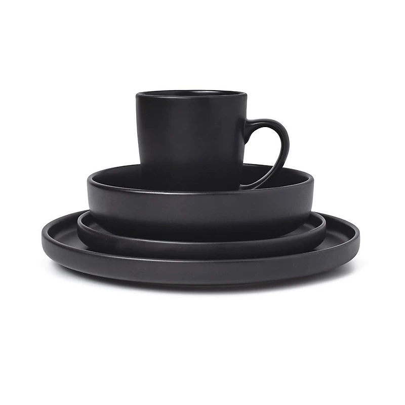 KSP Hans Stoneware Dinnerware - Set of 16 (Black)