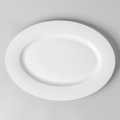 A La Carte 'Diamond' Porcelain Oval Platter 14" (White)