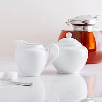 A La Carte 'Diamond' Porcelain Sugar Bowl & Creamer - S/2 (White)