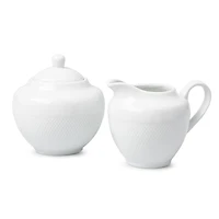 A La Carte 'Diamond' Porcelain Sugar Bowl & Creamer - S/2 (White)