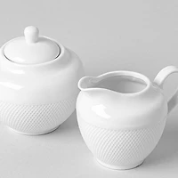 A La Carte 'Diamond' Porcelain Sugar Bowl & Creamer - S/2 (White)