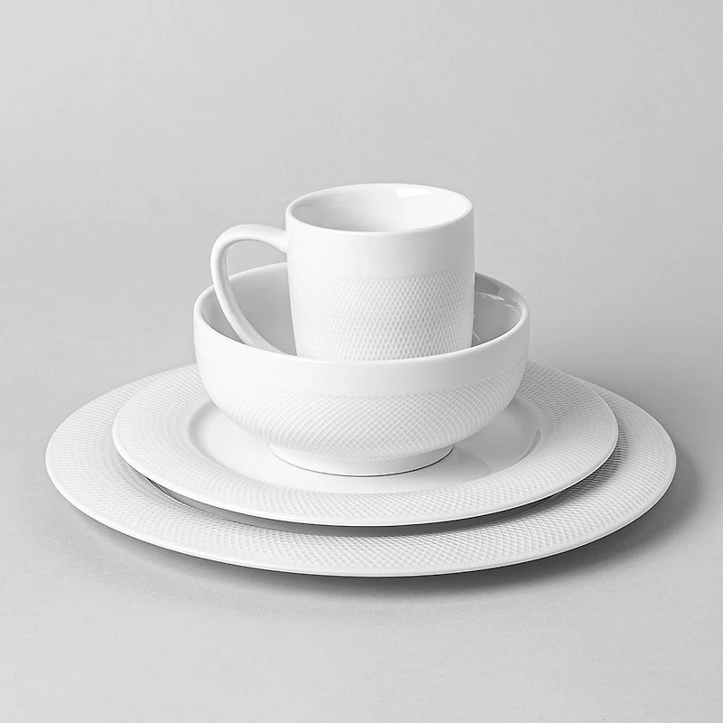 A La Carte 'Diamond' Porcelain Sugar Bowl & Creamer - S/2 (White)