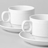 A La Carte 'Diamond' Porcelain Cup & Saucer (White)