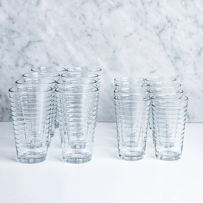 Libbey Tumbler & Rocks 'Hoops' Combo - Set of 16 (Clear)