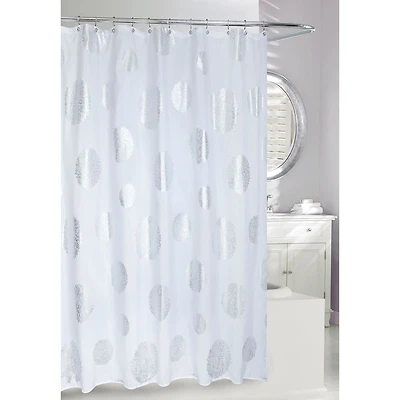 Moda At Home Polyester Fabric 'Zinnia' Shower Curtain (Silver/White)