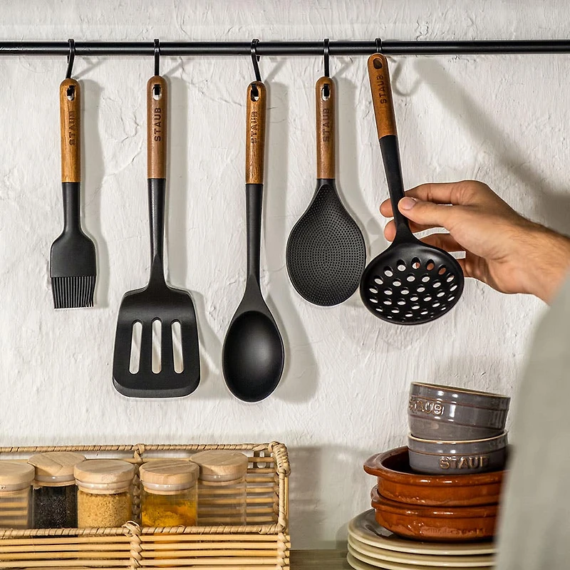 Staub Prep Simple Silicone Slotted Turner (Black)
