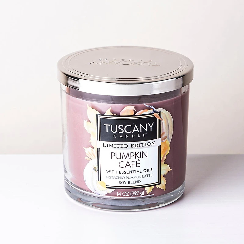 Empire Tuscany 3-Wick 'Pumpkin Cafe' Glass Jar Candle 14oz.