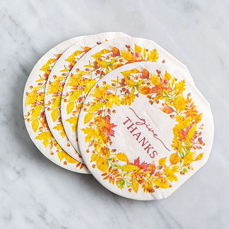 Harman 3-Ply 'Give Thanks' Paper Napkin Shaped S/20 (Orange)