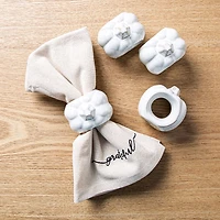 Harman Pumpkin Ceramic Napkin Ring - Set of 4 (White)