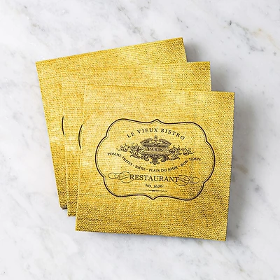 Harman 3-Ply 'Le Vieux Bistro' Paper Napkin - Set of 20 (Natural)