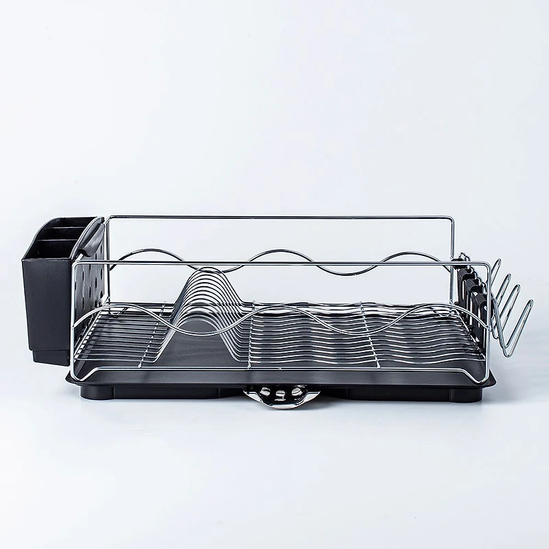 KSP Wave Dish Rack with Tray (Chrome/Black)
