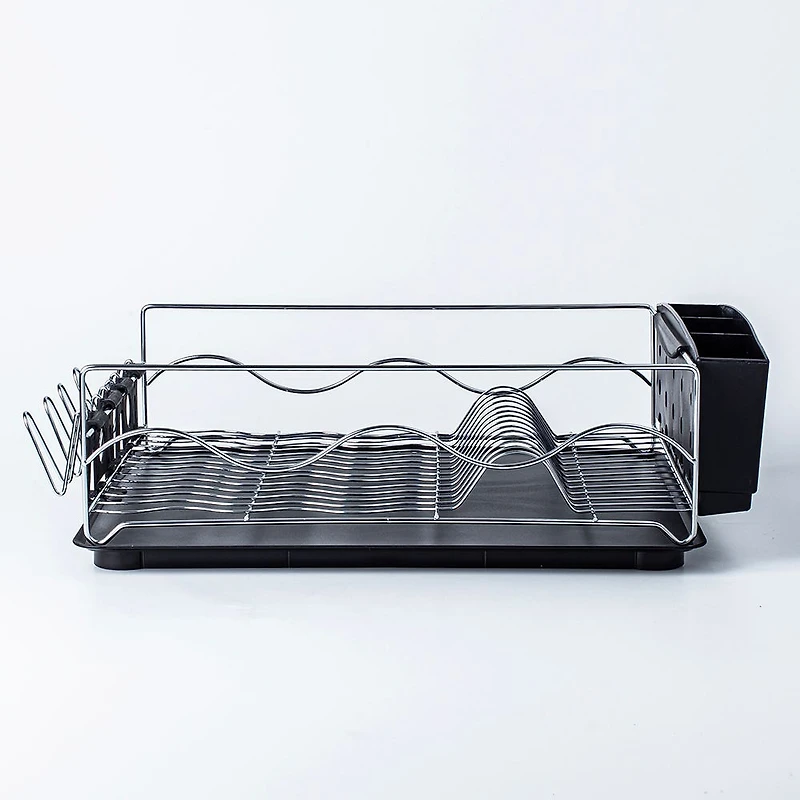 KSP Wave Dish Rack with Tray (Chrome/Black)