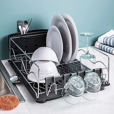 KSP Wave Dish Rack with Tray (Chrome/Black)