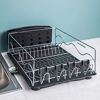 KSP Wave Dish Rack with Tray (Chrome/Black)
