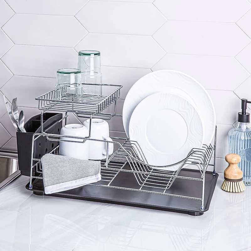 KSP Scoop 2-Tier Dish Rack - Black