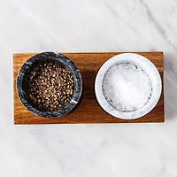 KSP Combo Salt Pepper Pinch Pots with Acacia Tray - Set of 3