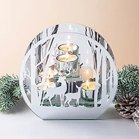 KSP Christmas Mirror 'Winter Forest' Glass Tealight Holder -Light