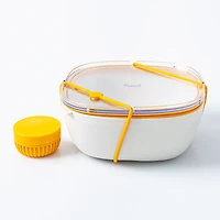 Fuel Leak-Proof Lunch Bowl Container with Lid (White/Clear)