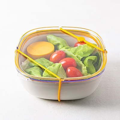 Fuel Leak-Proof Lunch Bowl Container with Lid (White/Clear)