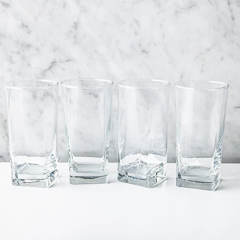 Home Essentials Red Series Square Hi-Ball Glass - Set of 4