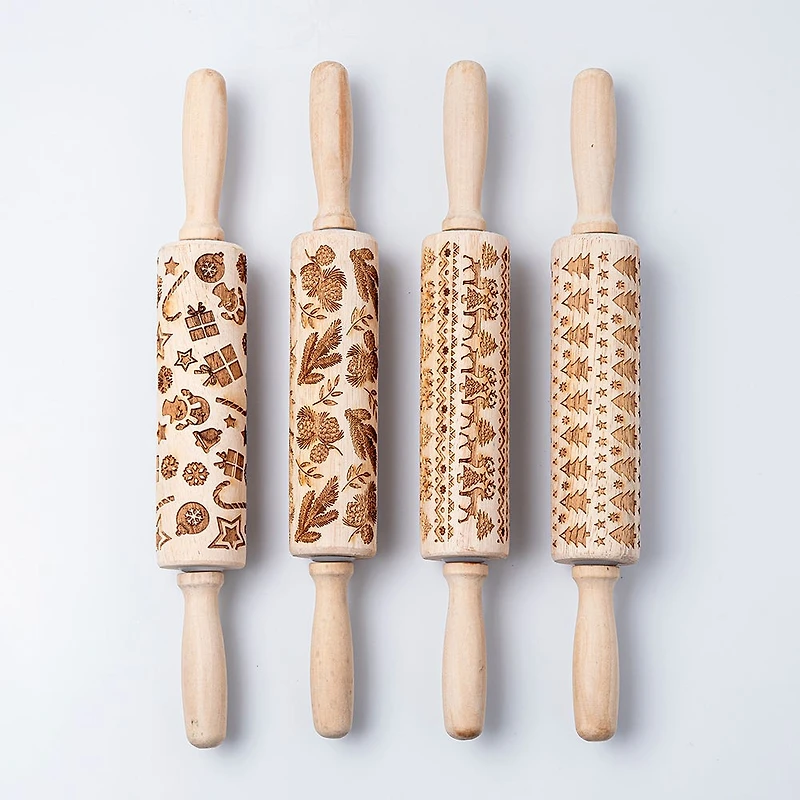 Koopman Christmas Cucina 'Assorted' Wood Rolling Pin 5cm Dia. x 35cm