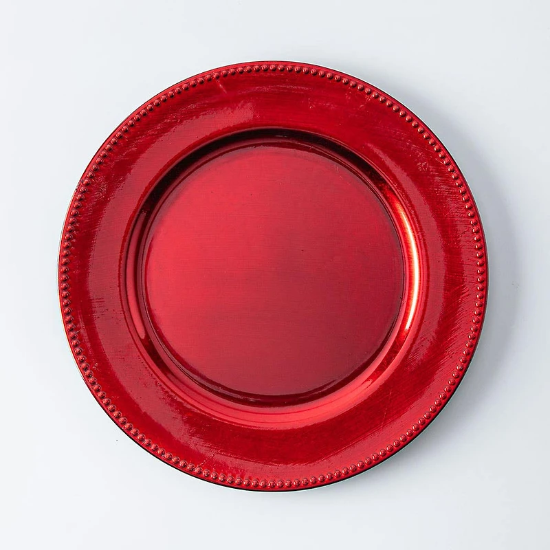 KSP Everyday Charger Plate with Beaded Rim (Red)