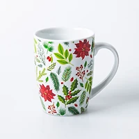 KSP Christmas Decal 'Poinsettia' Porcelain Mug - 4pc Set