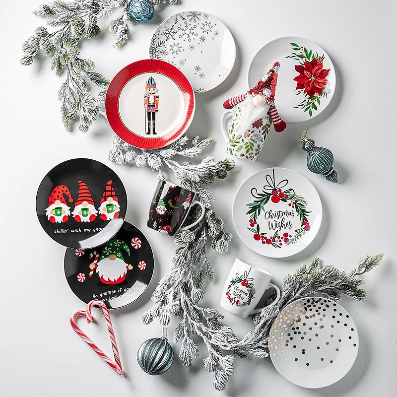 KSP Christmas Decal 'Poinsettia' Porcelain Mug - 4pc Set