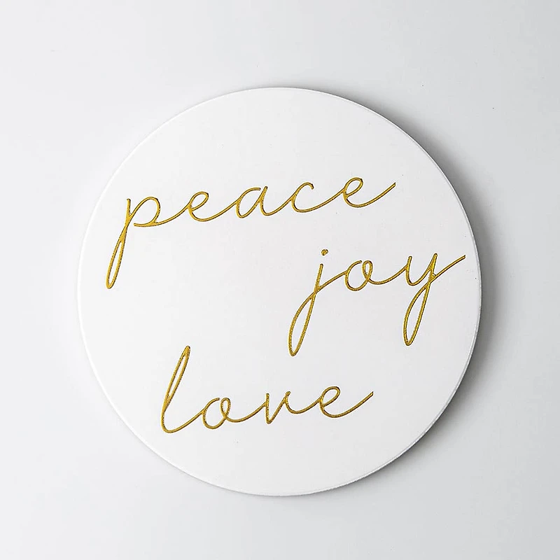 KSP Christmas Ceramic 'Peace Joy Love' Trivet 20cm Dia.